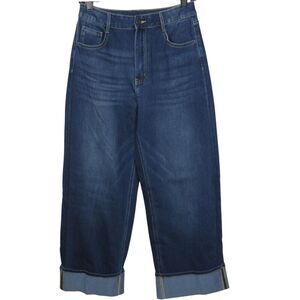 Halara Flex High Waist Cuffed Wide Leg Stretch Knit Jeans Size Small